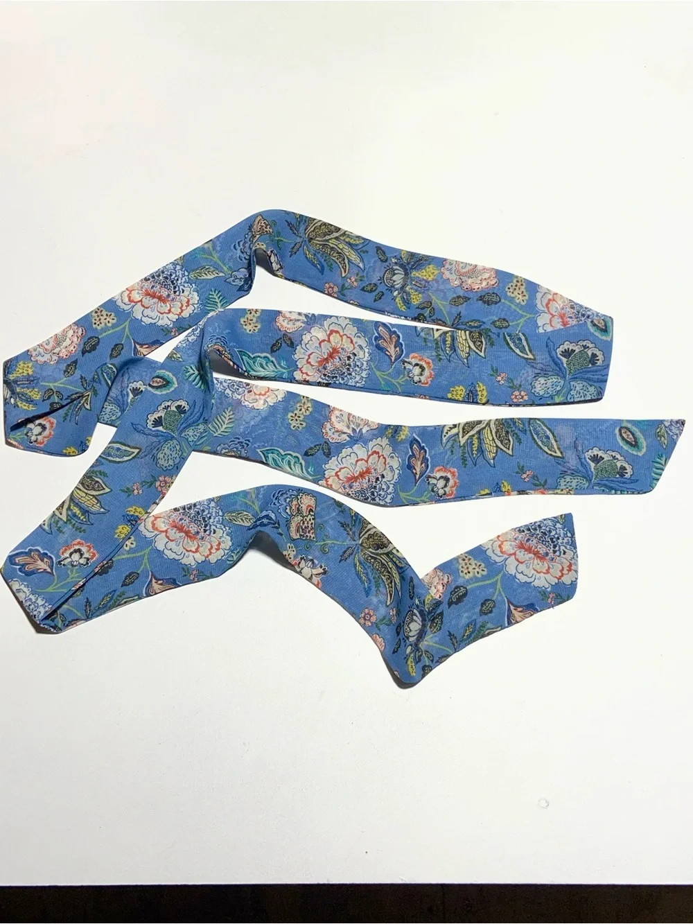 Silk Floral Blue Long Skinny Scarf Free People Virginia Pony Scarf Style